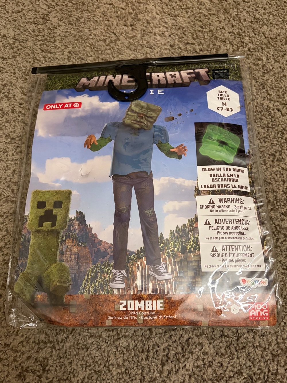 Minecraft zombie kids costume medium 7/8 NEW